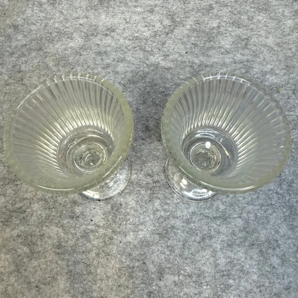 Vintage Indiana Ribbed Glass Footed 4